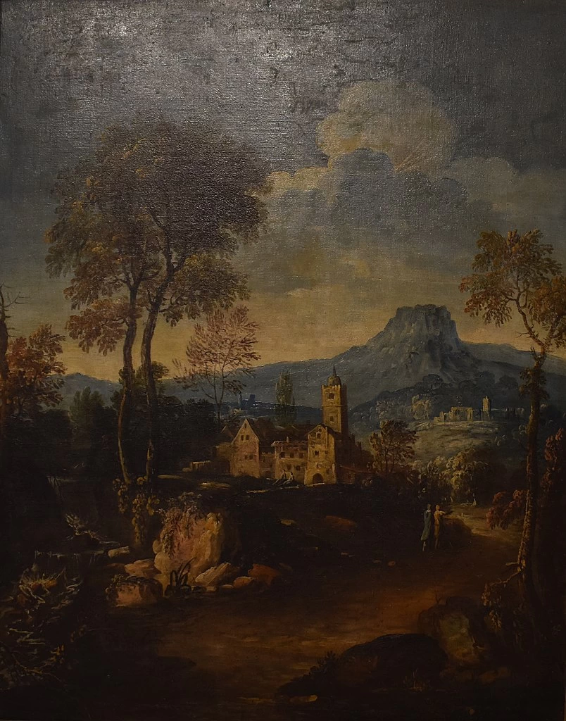 Giuseppe Zola-33-Paesaggio con torrente alberi ed edifici rustici - Pinacoteca Civica Pieve di Cento